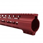 AR-15 15" M-Lok Super Slim Light Free Float Handguard w/ D Cut -RED (MADE IN USA)
